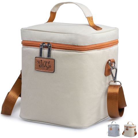 Cream Breastmilk Cooler Bag | Lunch Bag - Insulated Container for 6 Large Bottles or Storage Bags (Boho Cream)