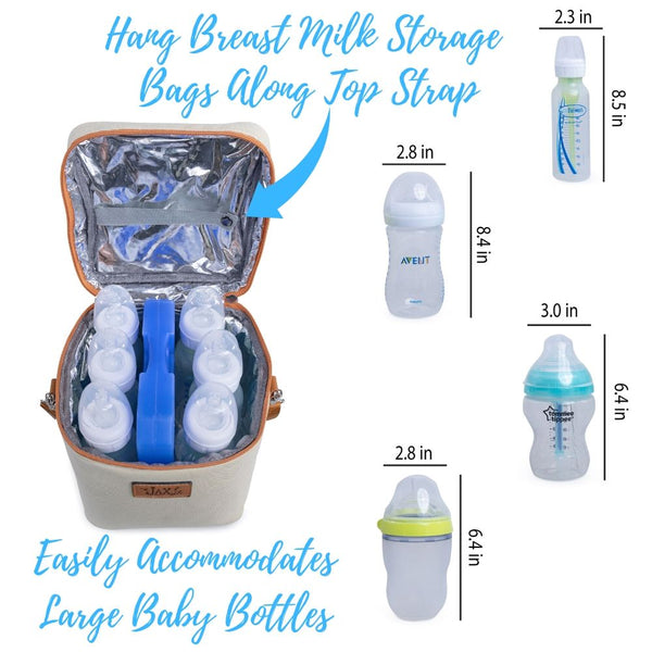 Cream Breastmilk Cooler Bag | Lunch Bag - Insulated Container for 6 Large Bottles or Storage Bags (Boho Cream)
